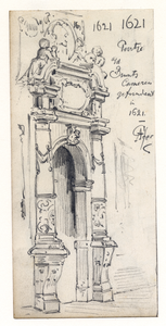 39455 Afbeelding van de poort van de Bruntskameren aan het Lepelenburg te Utrecht.N.B. De naam van het straatgedeelte ...